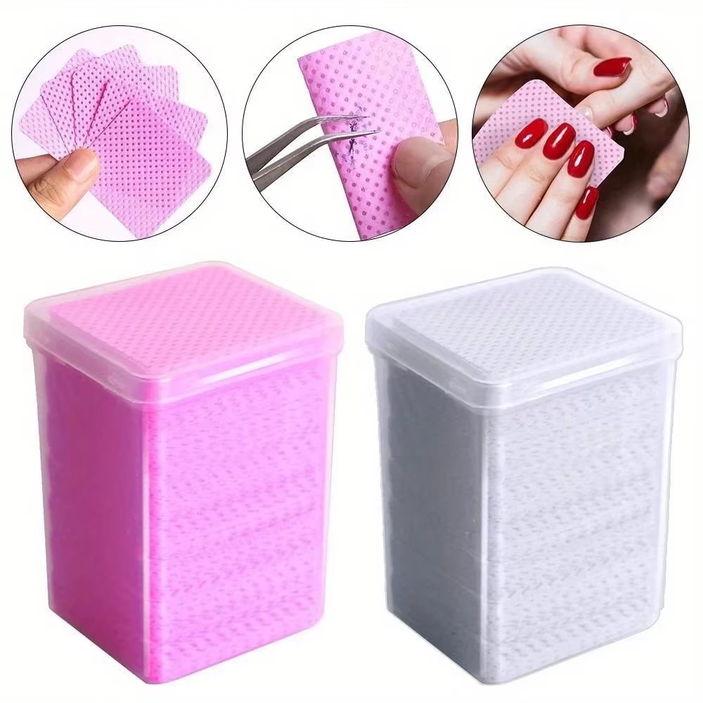Gel Nail Polish - 200 قطعة مناديل قطنية وردية خالية